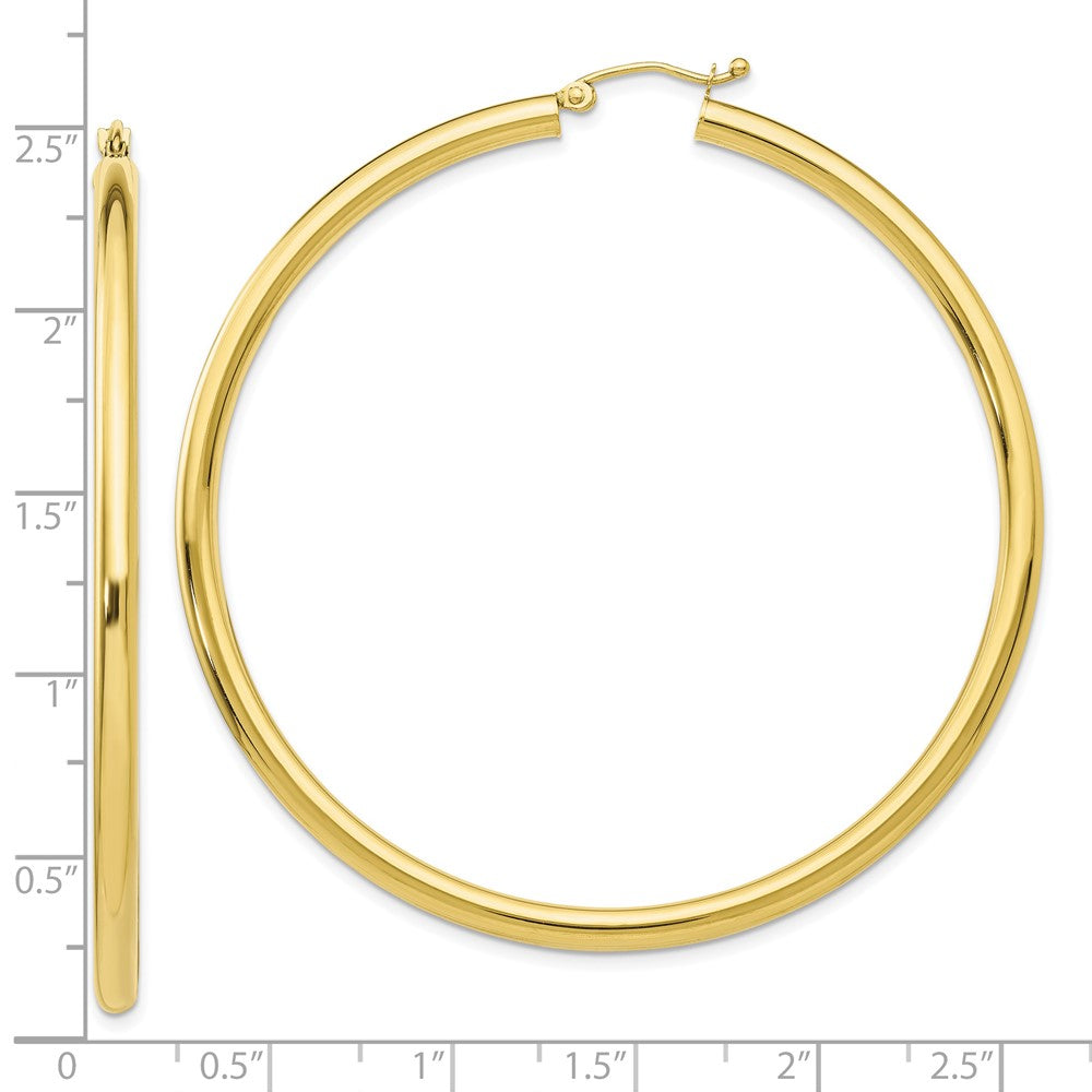 10k Yellow Gold 60 mm Tube Hoop Earrings