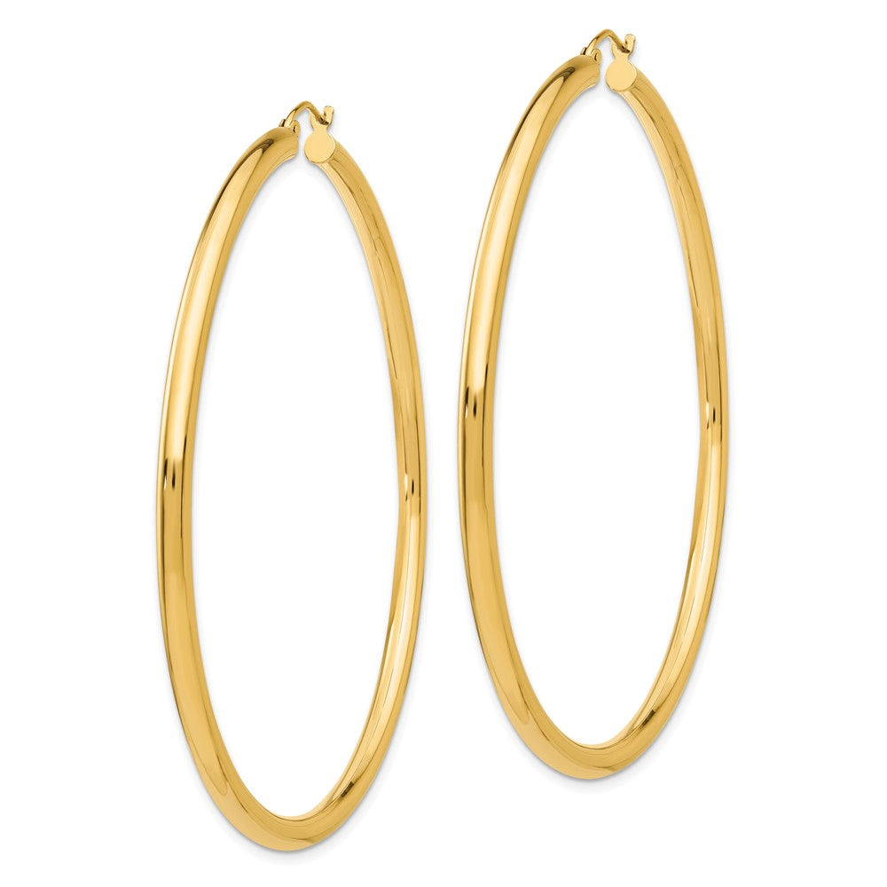 10k Yellow Gold 3 mm Lightweight Tube Hoop Earrings