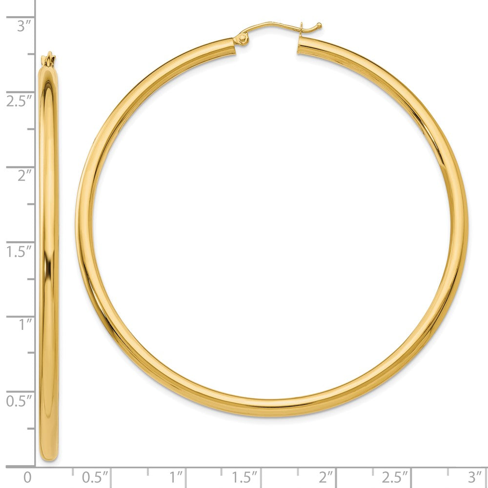 10k Yellow Gold 3 mm Lightweight Tube Hoop Earrings (4.26 grams)