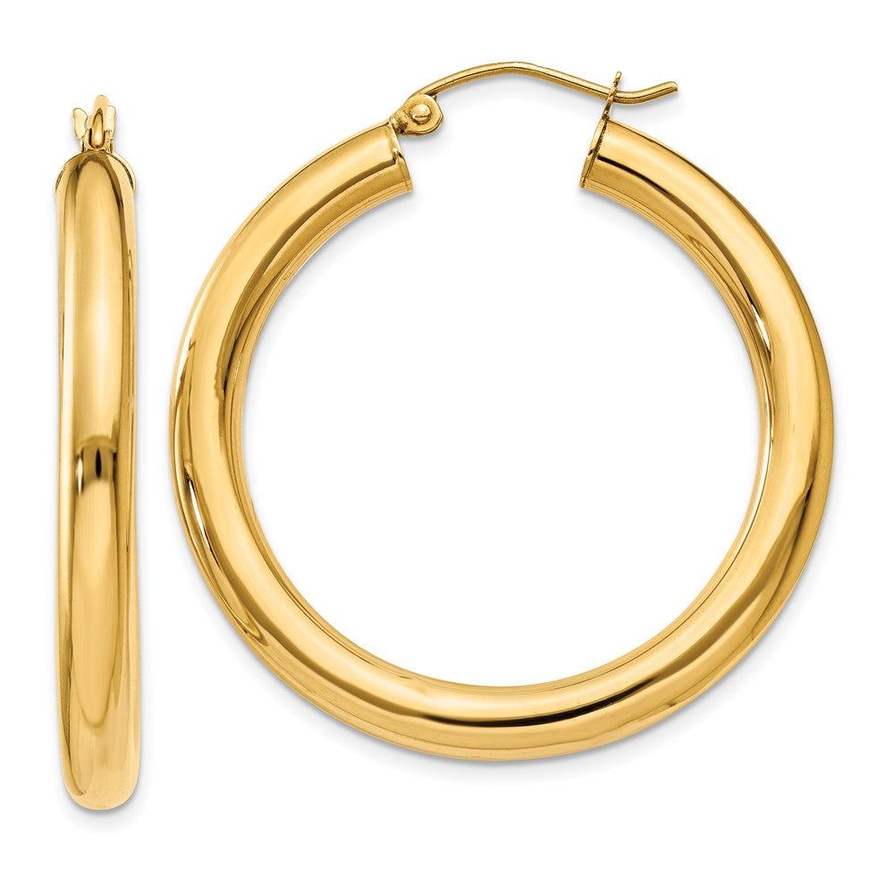 10k Yellow Gold 33.76 mm Tube Hoop Earrings