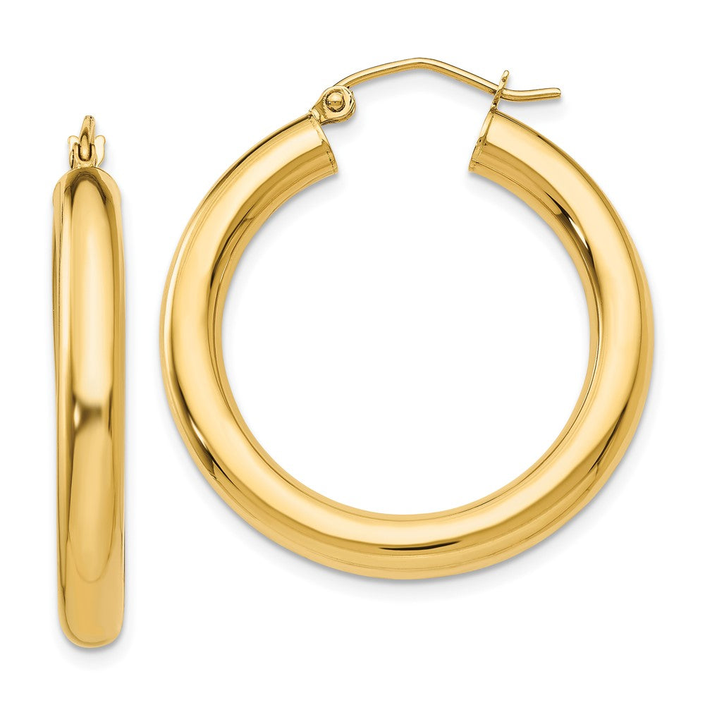 10k Yellow Gold 29.83 mm Tube Hoop Earrings