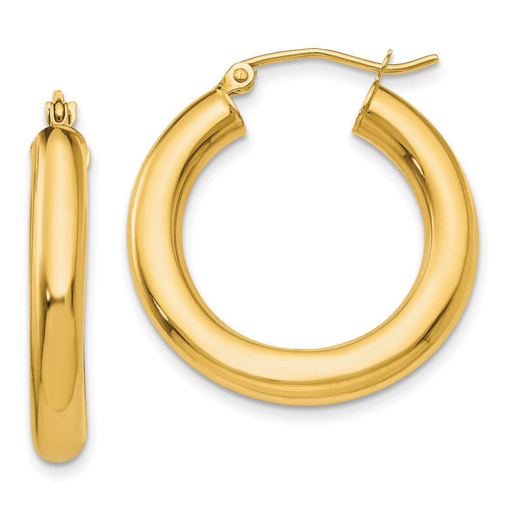 10k Yellow Gold 25.27 mm Tube Hoop Earrings