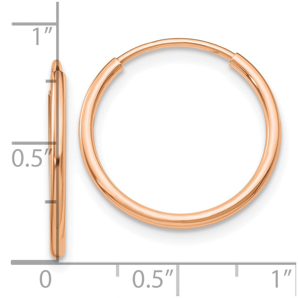 10k Rose Gold 20 mm Polished Endless Tube Hoop Earrings (0.54 grams)