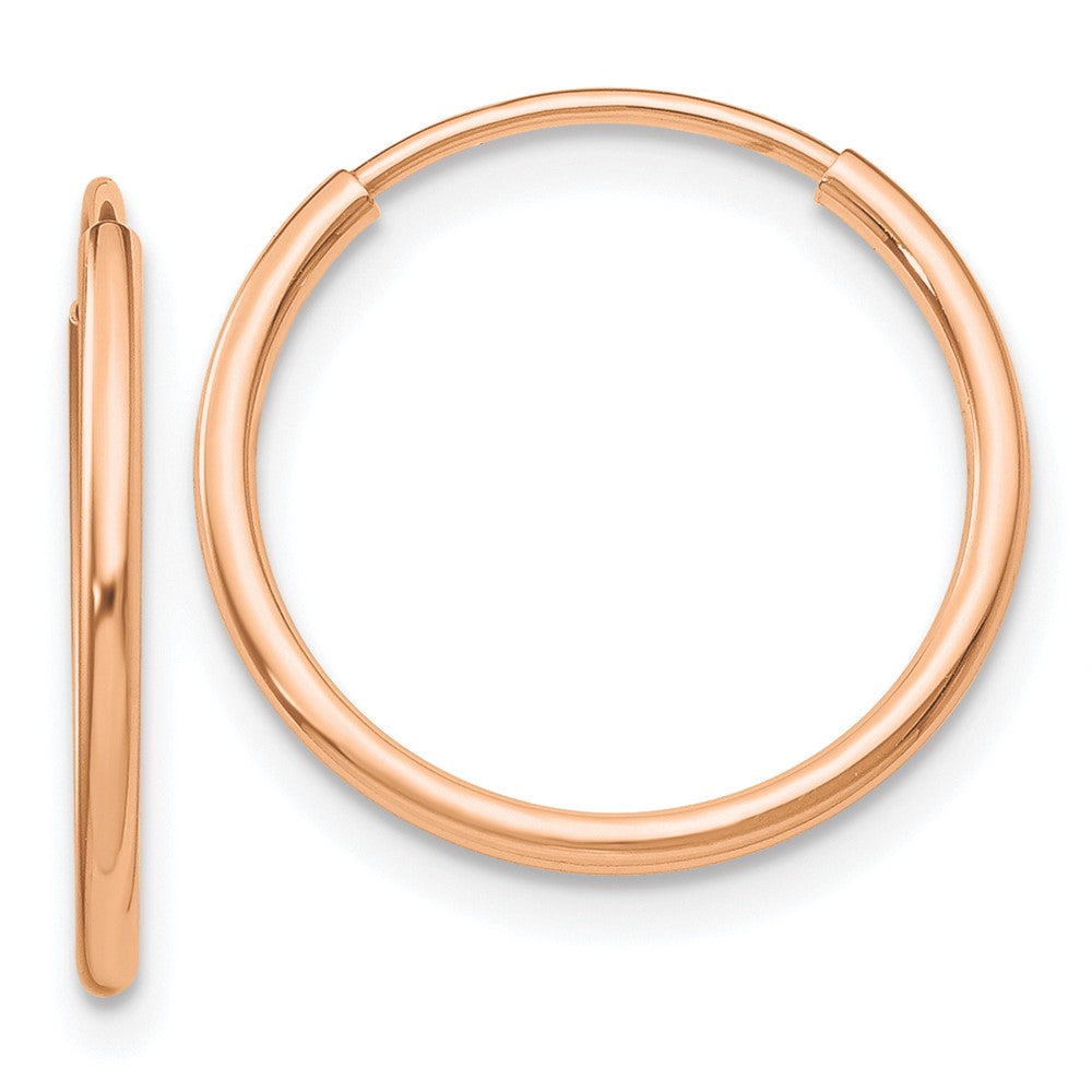 10k Rose Gold 20 mm Polished Endless Tube Hoop Earrings (0.54 grams)