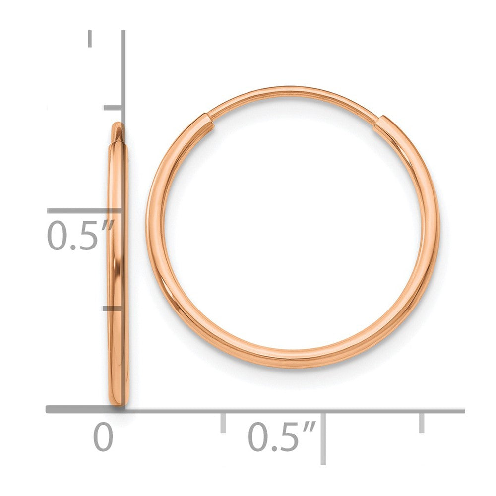 10k Rose Gold 16 mm Polished Endless Tube Hoop Earrings (0.44 grams)