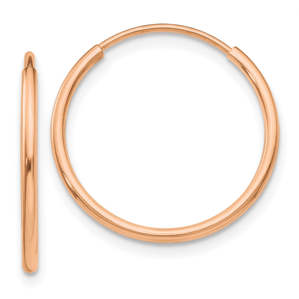 10k Rose Gold 16 mm Polished Endless Tube Hoop Earrings (0.44 grams)