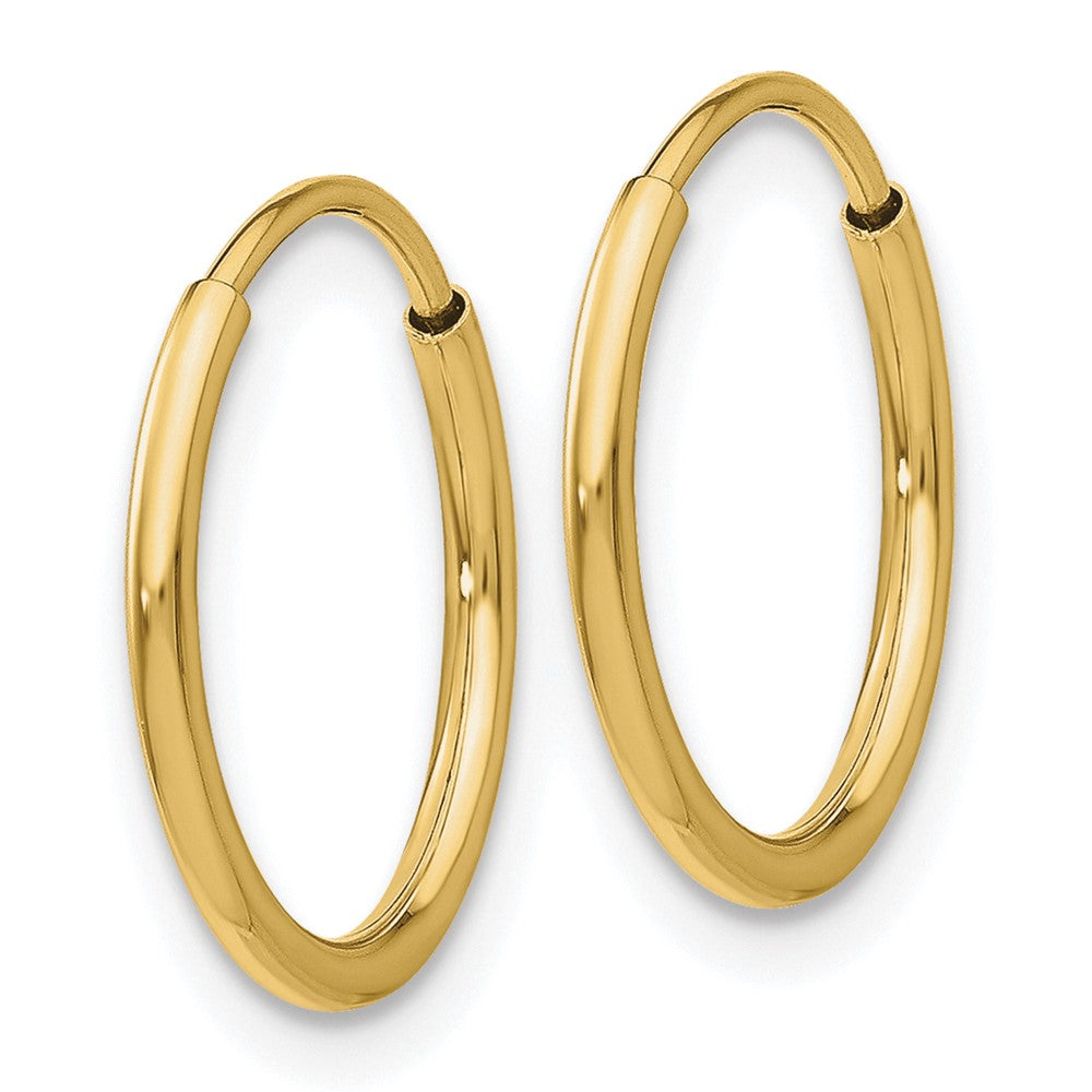 10k Yellow Gold 14 mm Polished Endless Tube Hoop Earrings (0.39 grams)