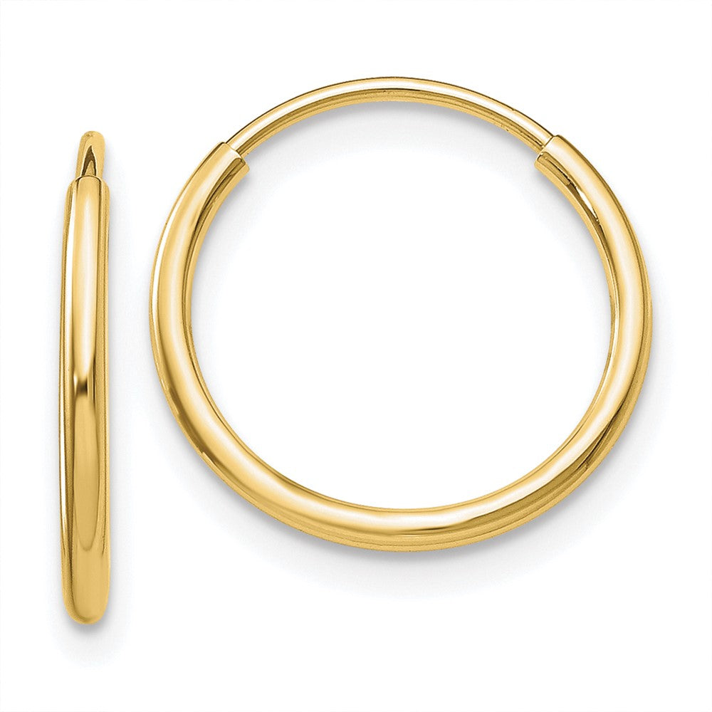 10k Yellow Gold 14 mm Polished Endless Tube Hoop Earrings (0.39 grams)