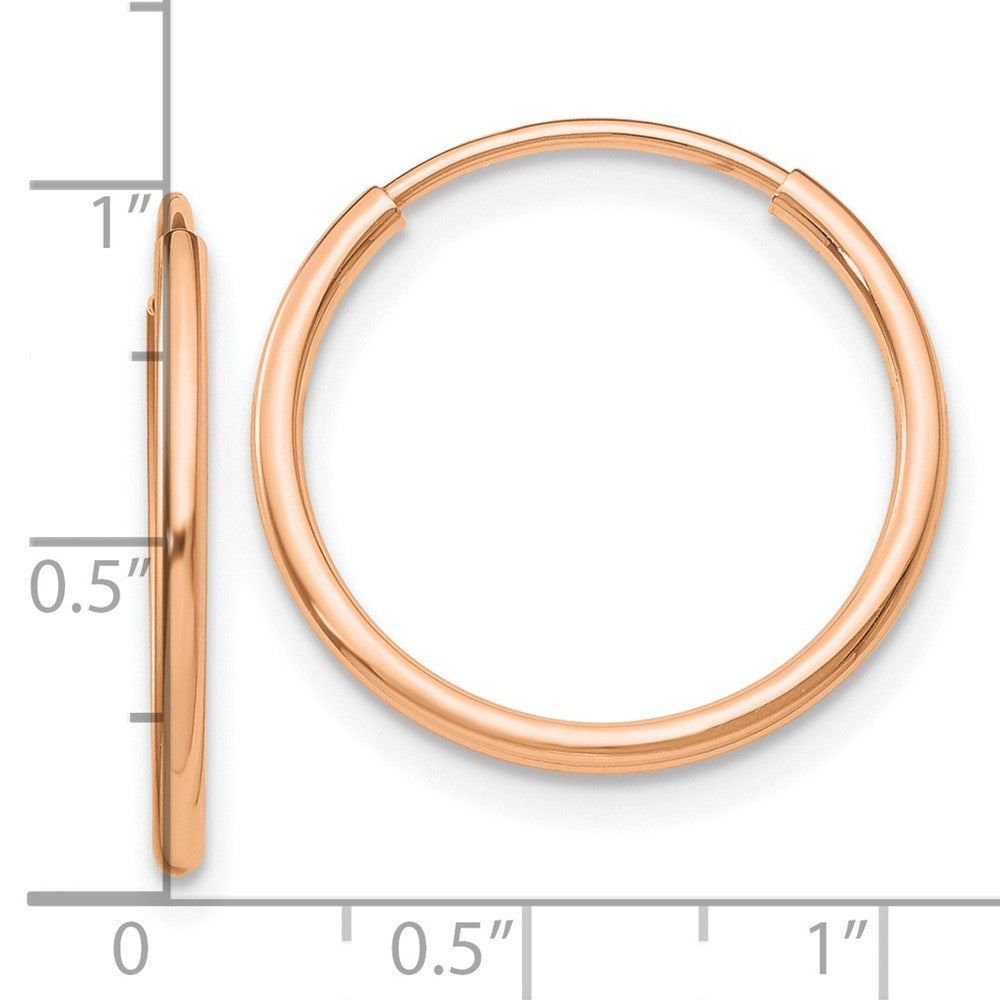 10k Rose Gold 25 mm Polished Endless Tube Hoop Earrings (0.62 grams)