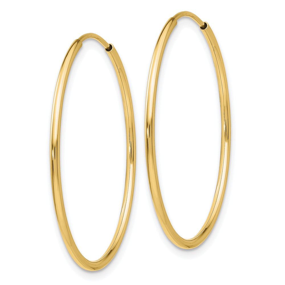 10k Yellow Gold 30 mm Polished Endless Tube Hoop Earrings (0.88 grams)