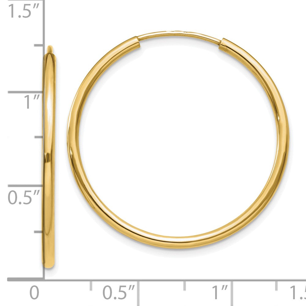 10k Yellow Gold 30 mm Polished Endless Tube Hoop Earrings (0.88 grams)