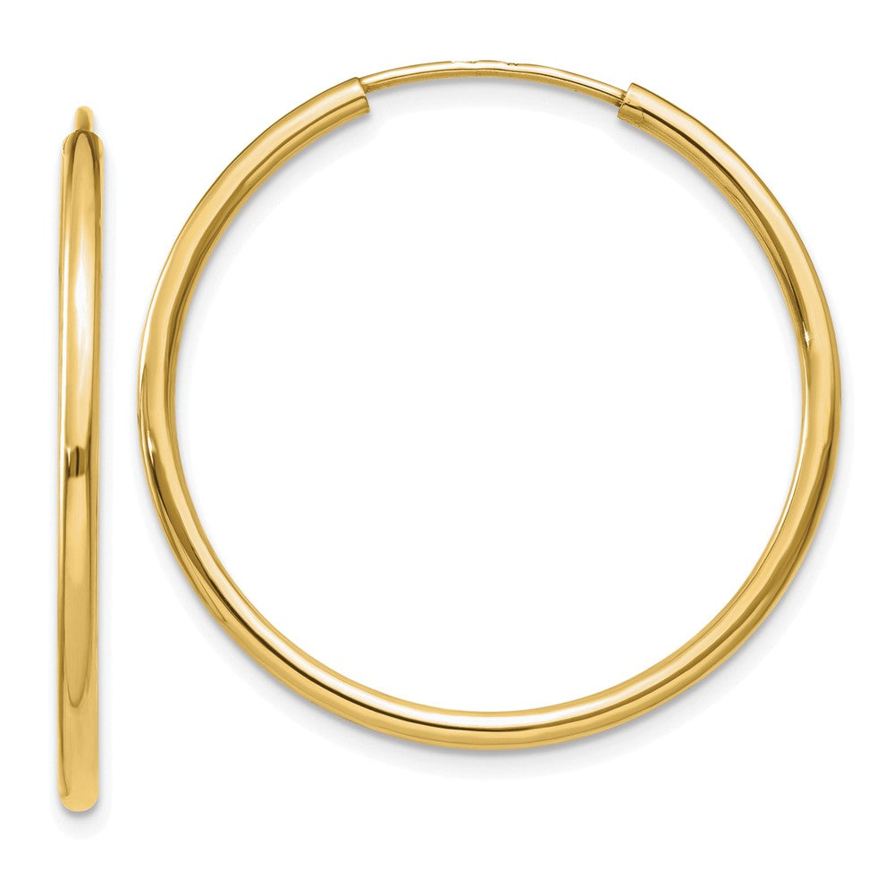 10k Yellow Gold 30 mm Polished Endless Tube Hoop Earrings (0.88 grams)