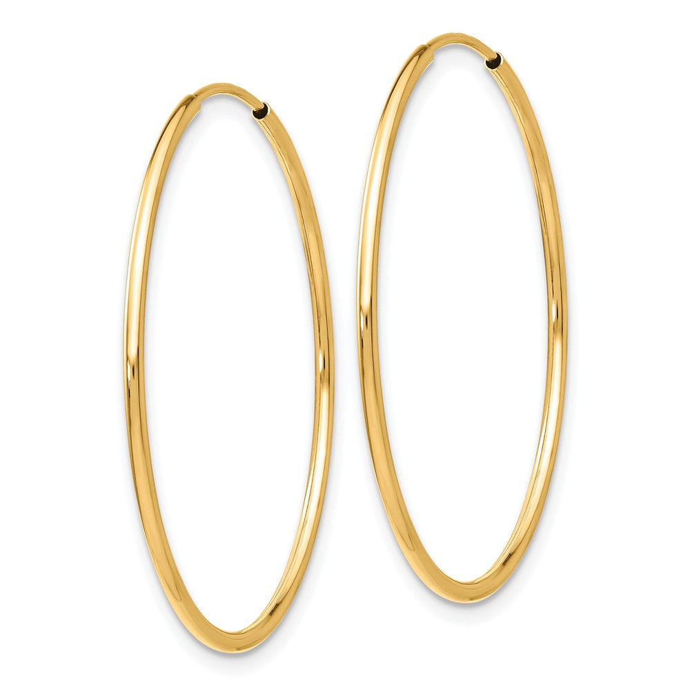 10k Yellow Gold 34.5 mm Polished Endless Tube Hoop Earrings (1.01 grams)