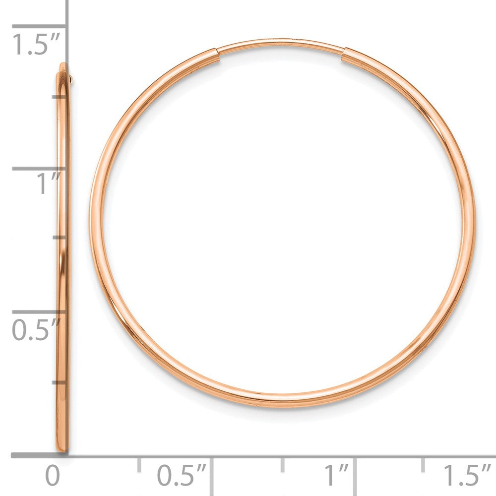 10k Rose Gold 34.5 mm Polished Endless Tube Hoop Earrings (1.05 grams)