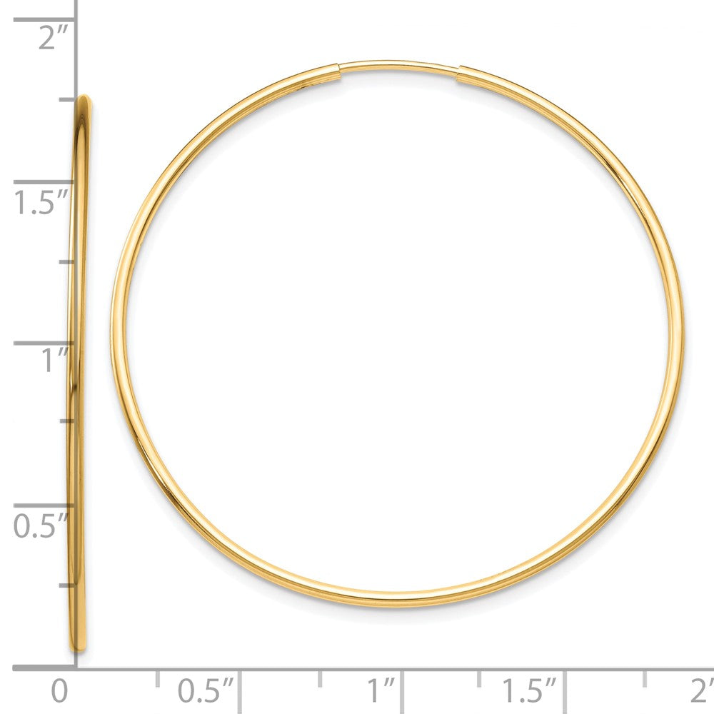 10k Yellow Gold 40 mm Polished Endless Tube Hoop Earrings (1.11 grams)