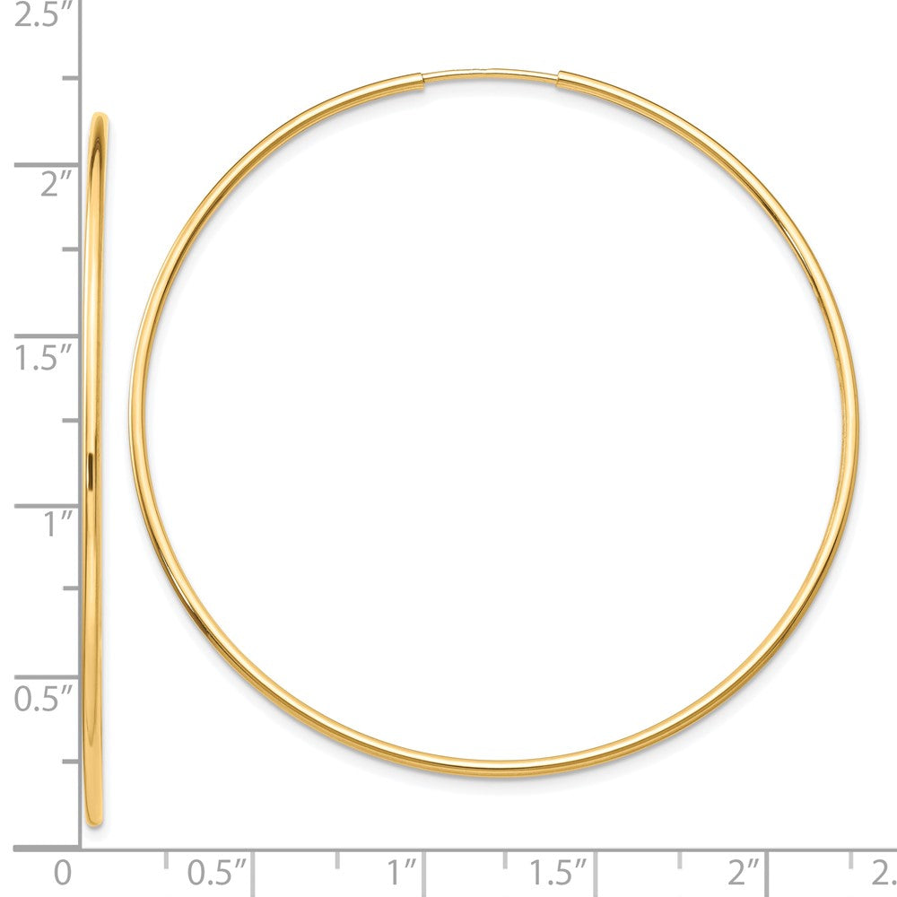 10k Yellow Gold 54 mm Polished Endless Tube Hoop Earrings (1.44 grams)