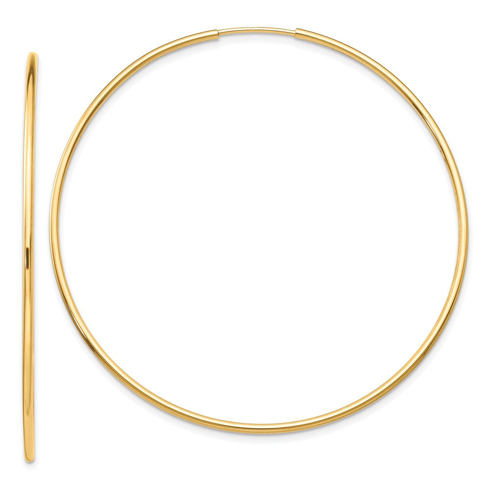 10k Yellow Gold 54 mm Polished Endless Tube Hoop Earrings (1.44 grams)