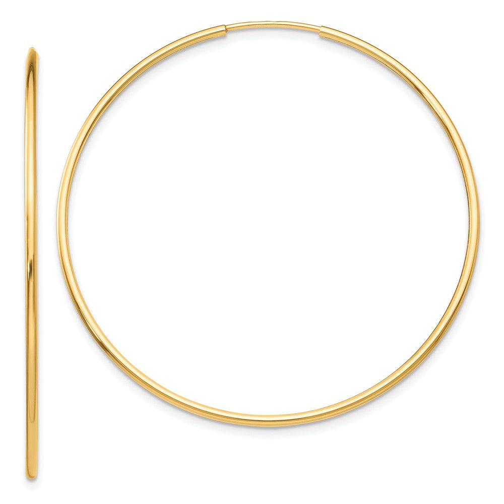 10k Yellow Gold 46 mm Polished Endless Tube Hoop Earrings (1.27 grams)