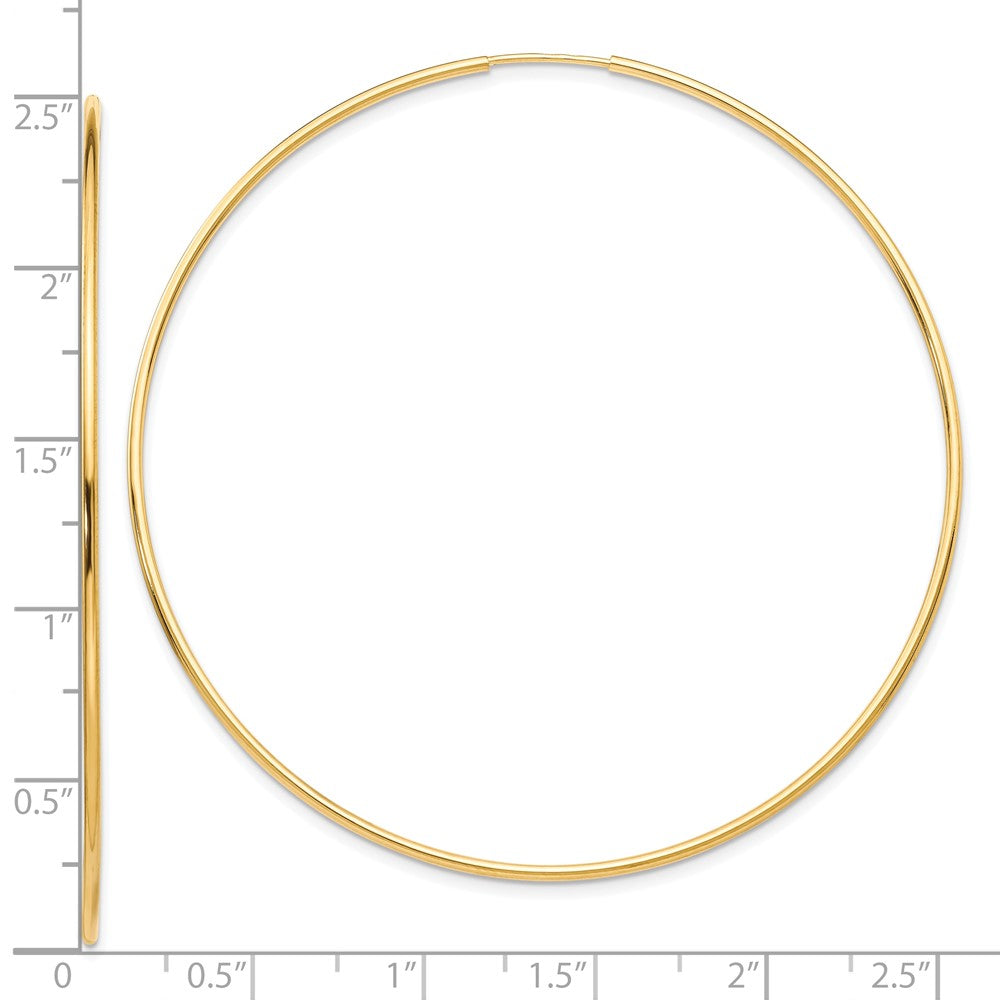 10k Yellow Gold 63 mm Polished Endless Tube Hoop Earrings (1.98 grams)