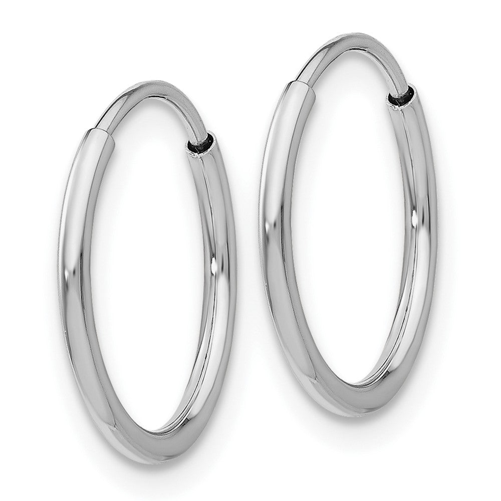 10k White Gold 14 mm Endless Hoop Earrings (0.38 grams)