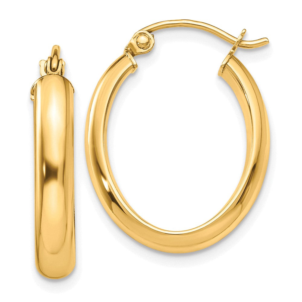 10k Yellow Gold 17.25 mm Oval Hoop Earrings (1.38 grams)