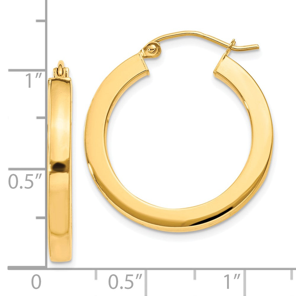 10k Yellow Gold 24.65 mm Polished Square Hoop Earrings (2.26 grams)