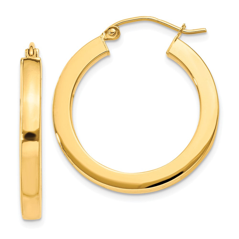 10k Yellow Gold 24.65 mm Polished Square Hoop Earrings (2.26 grams)