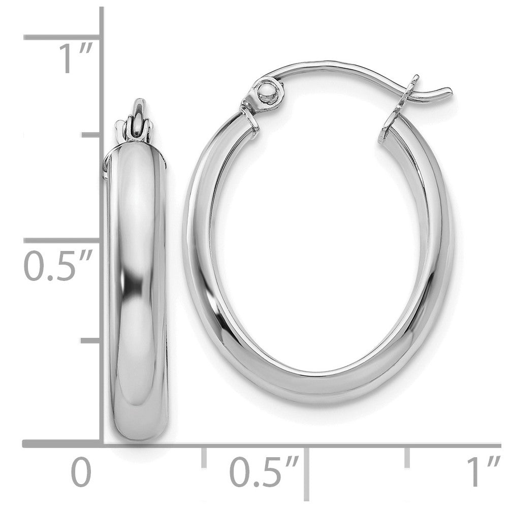 10k White Gold 17.25 mm Oval Hoop Earrings (1.46 grams)