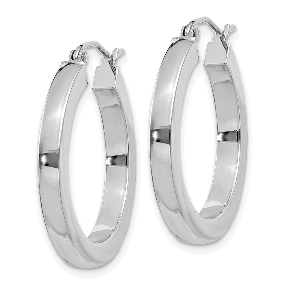 10k White Gold 24.65 mm Polished Square Tube Hoop Earrings (2.31 grams)