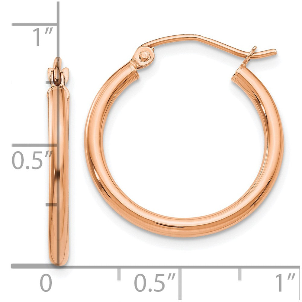 10k Rose Gold 20.08 mm Tube Hoop Earrings (1 grams)