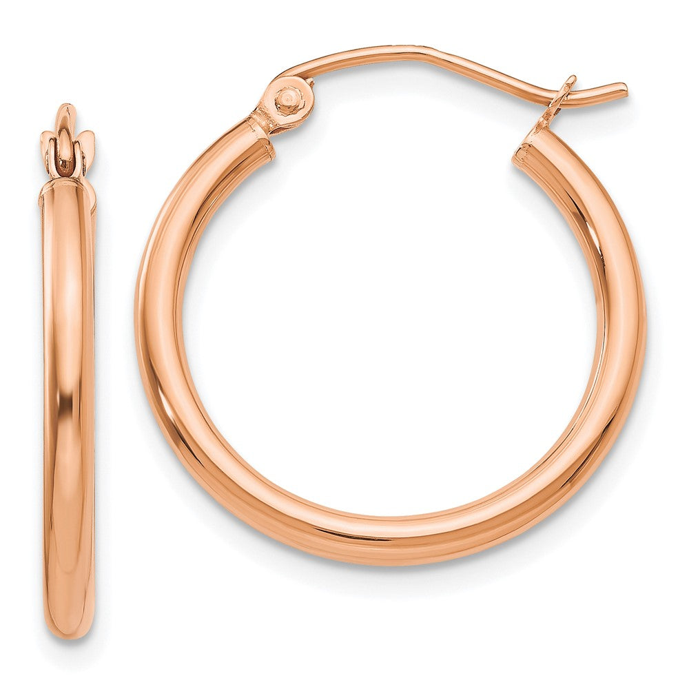 10k Rose Gold 20.08 mm Tube Hoop Earrings (1 grams)