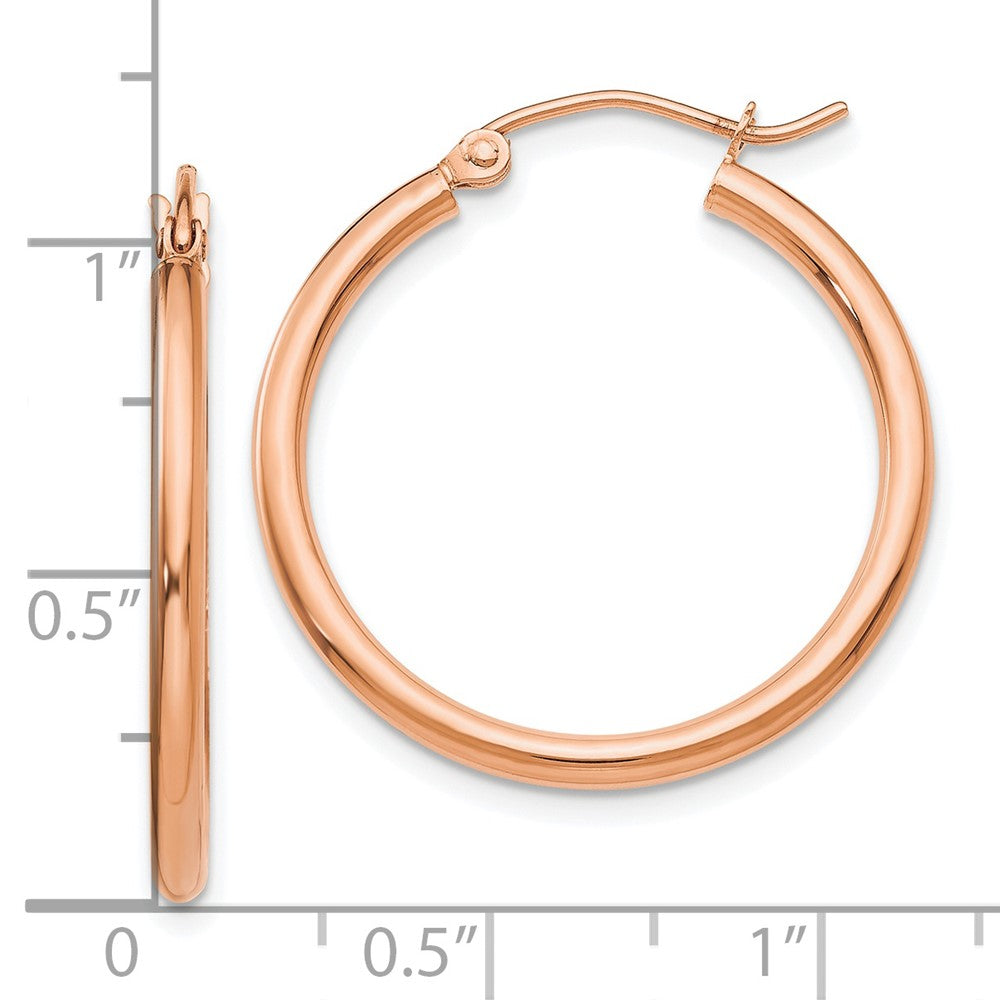 10k Rose Gold 25.25 mm Tube Hoop Earrings (1.28 grams)