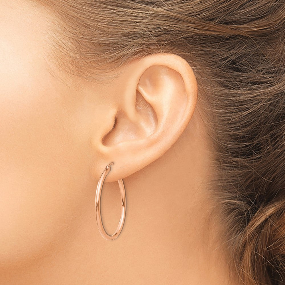 10k Rose Gold 30.53 mm Tube Hoop Earrings (1.47 grams)