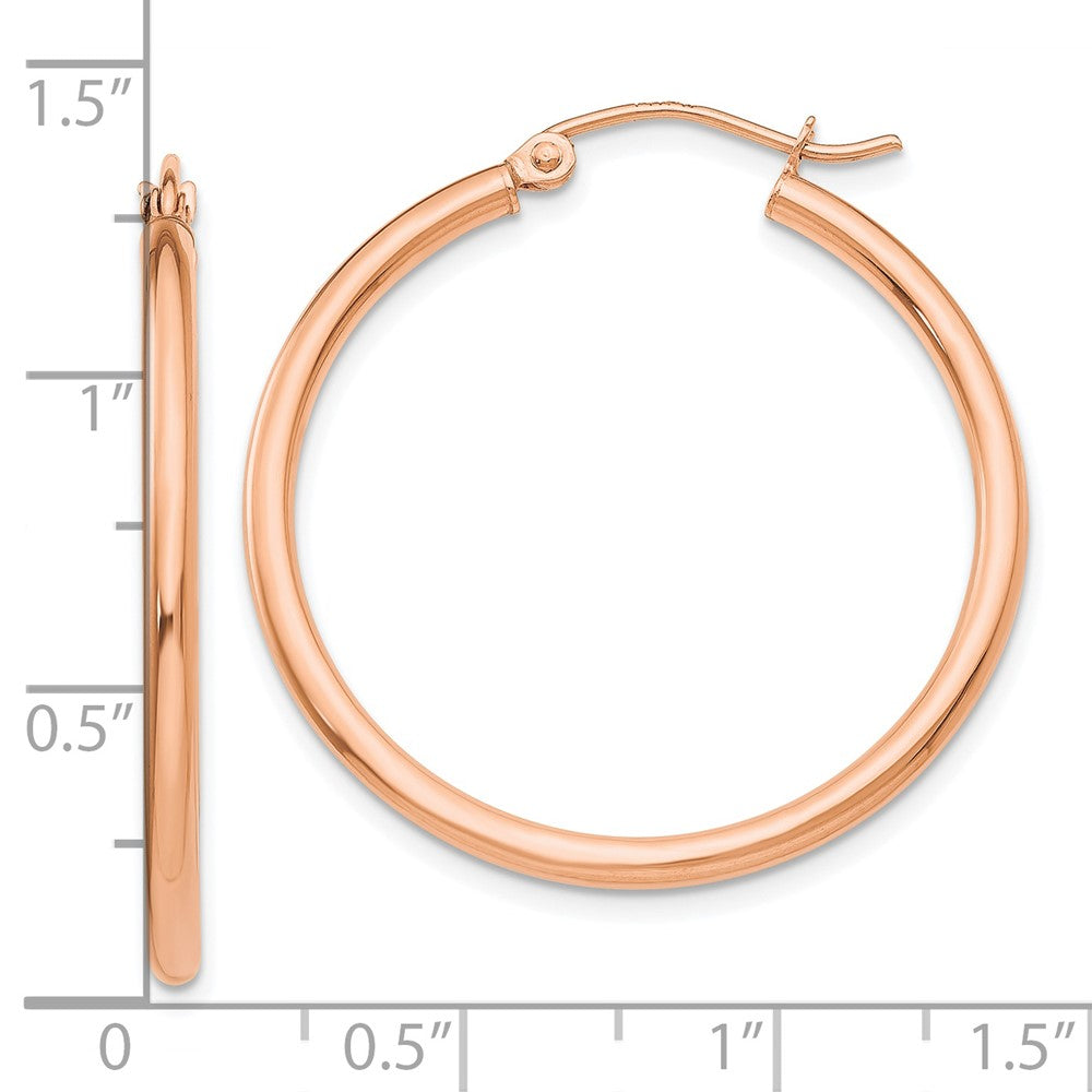 10k Rose Gold 30.53 mm Tube Hoop Earrings (1.47 grams)