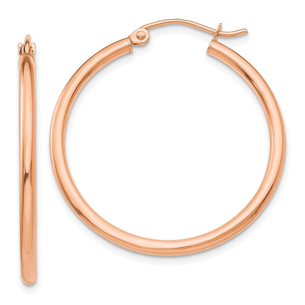 10k Rose Gold 30.53 mm Tube Hoop Earrings (1.47 grams)