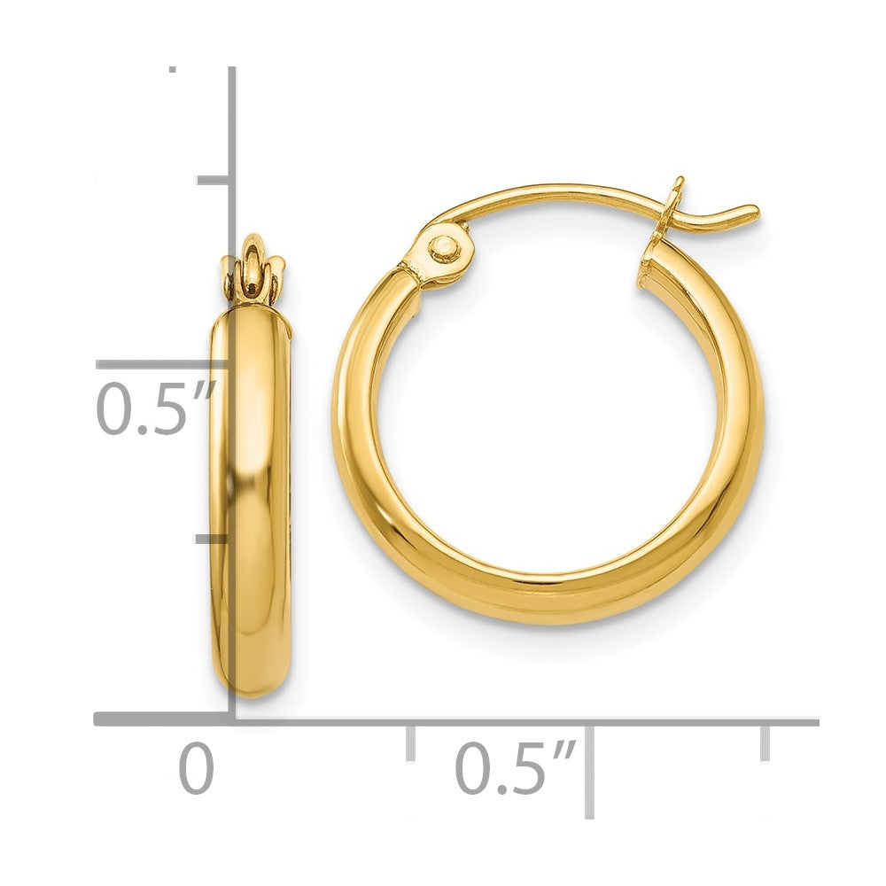 10k Yellow Gold 15 mm Polished Hoop Earring (1.04 grams)