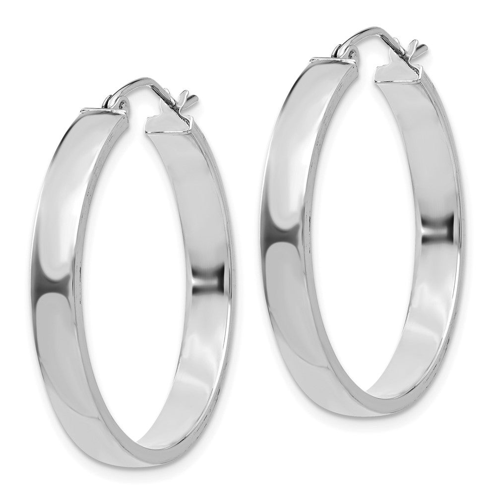 10k White Gold 4 mm Polished Hoop Earring (2.36 grams)