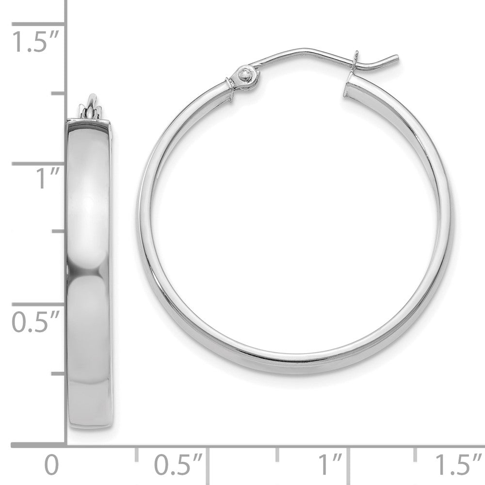 10k White Gold 4 mm Polished Hoop Earring (2.36 grams)