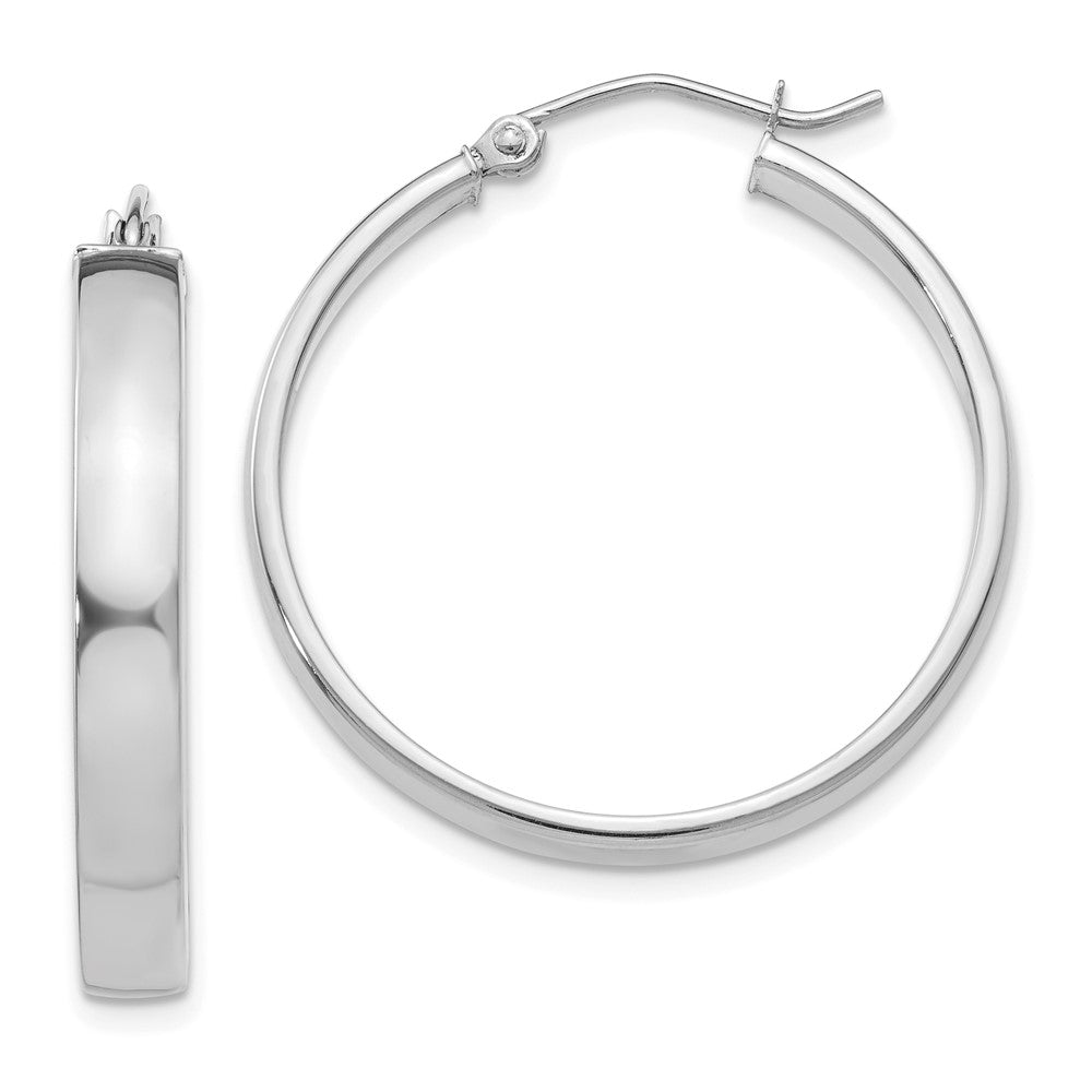 10k White Gold 4 mm Polished Hoop Earring (2.36 grams)