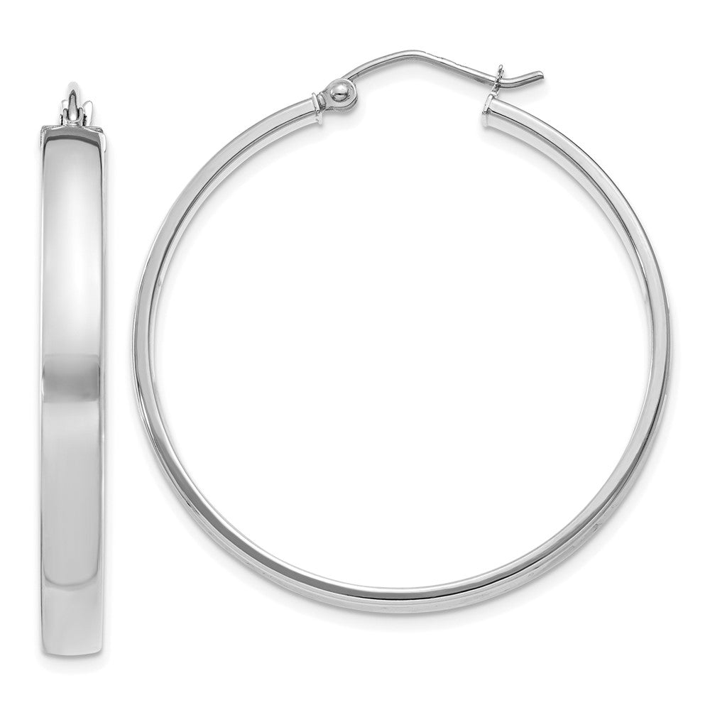 10k White Gold 4 mm Polished Hoop Earring (2.9 grams)