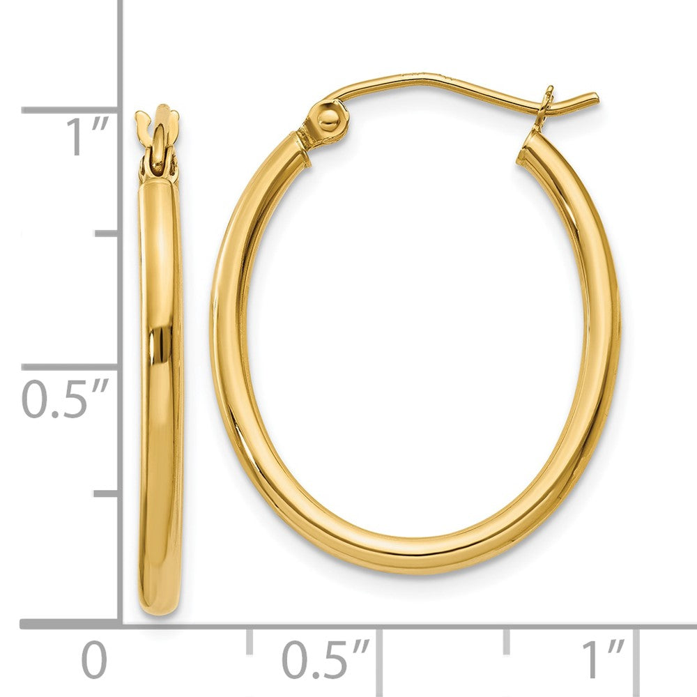 10k Yellow Gold 20 mm Oval Polished Hoop Earring (1.21 grams)