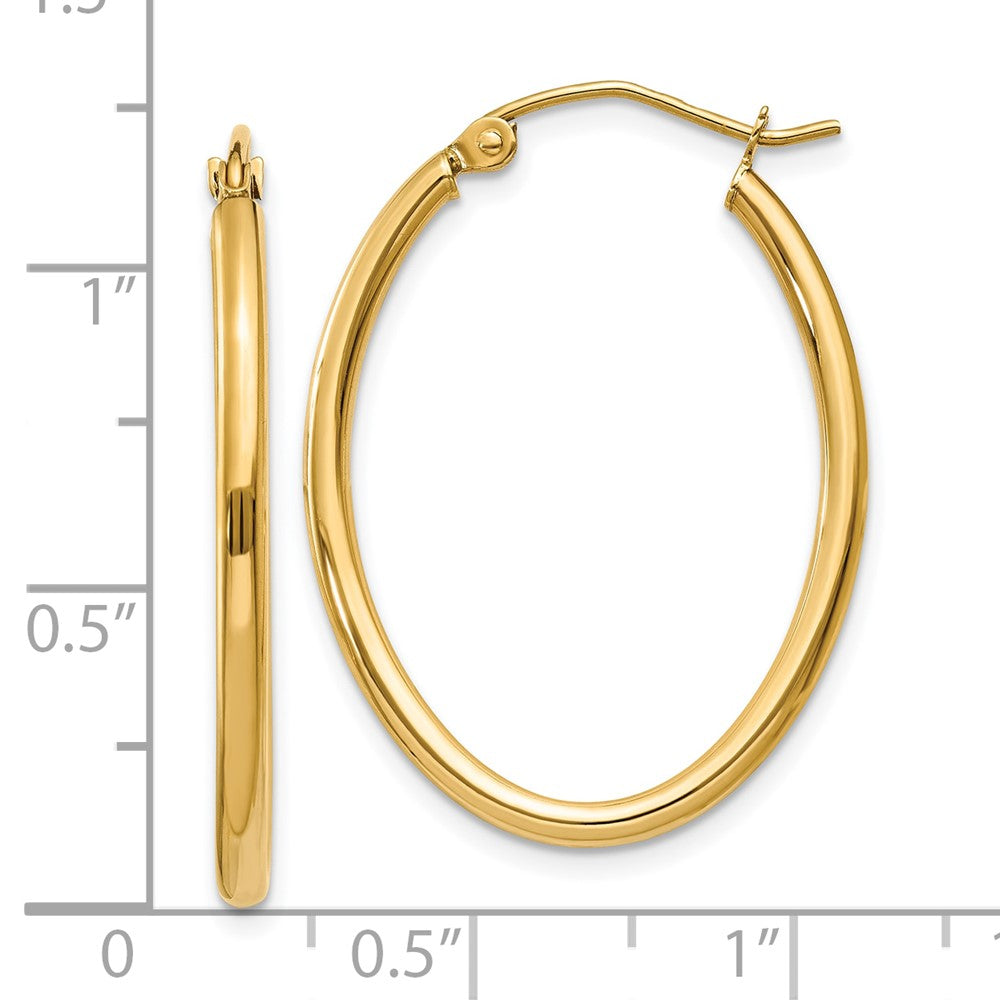 10k Yellow Gold 21.5 mm Oval Polished Hoop Earring (1.41 grams)