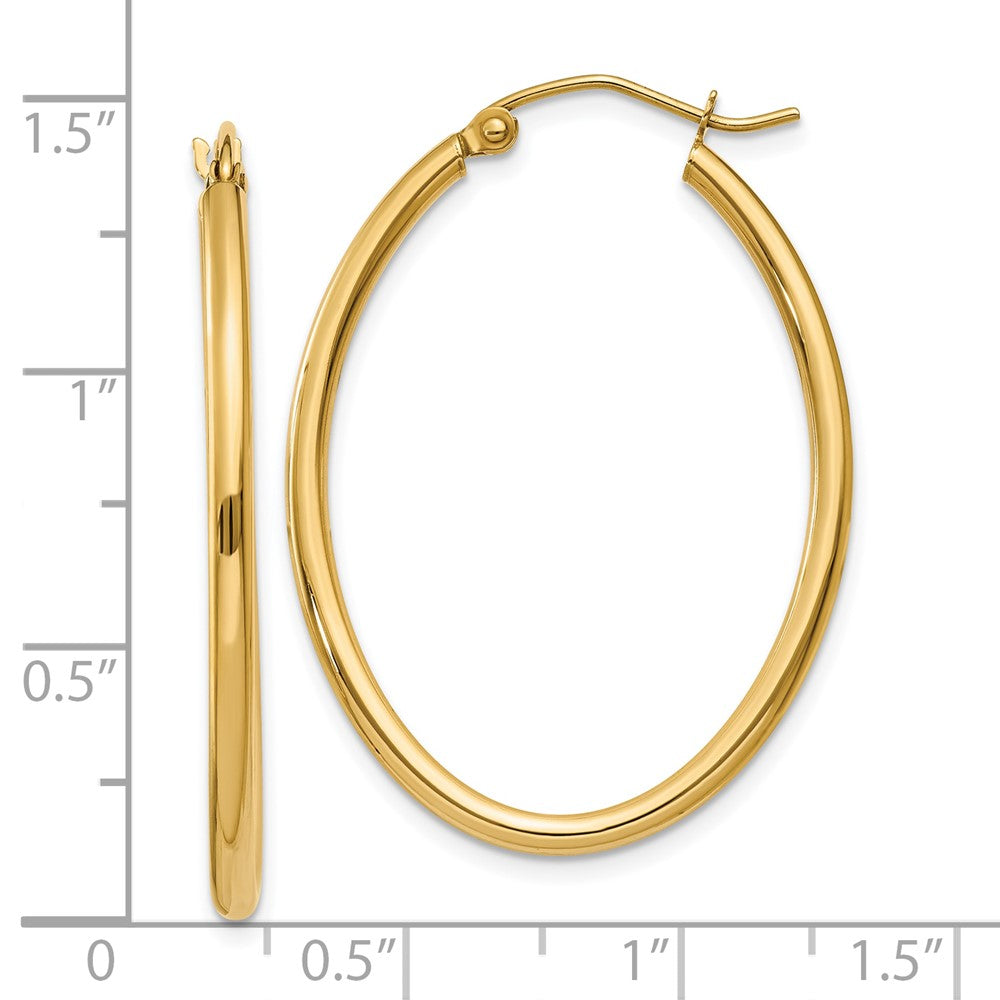 10k Yellow Gold 25.5 mm Oval Polished Hoop Earring (1.44 grams)