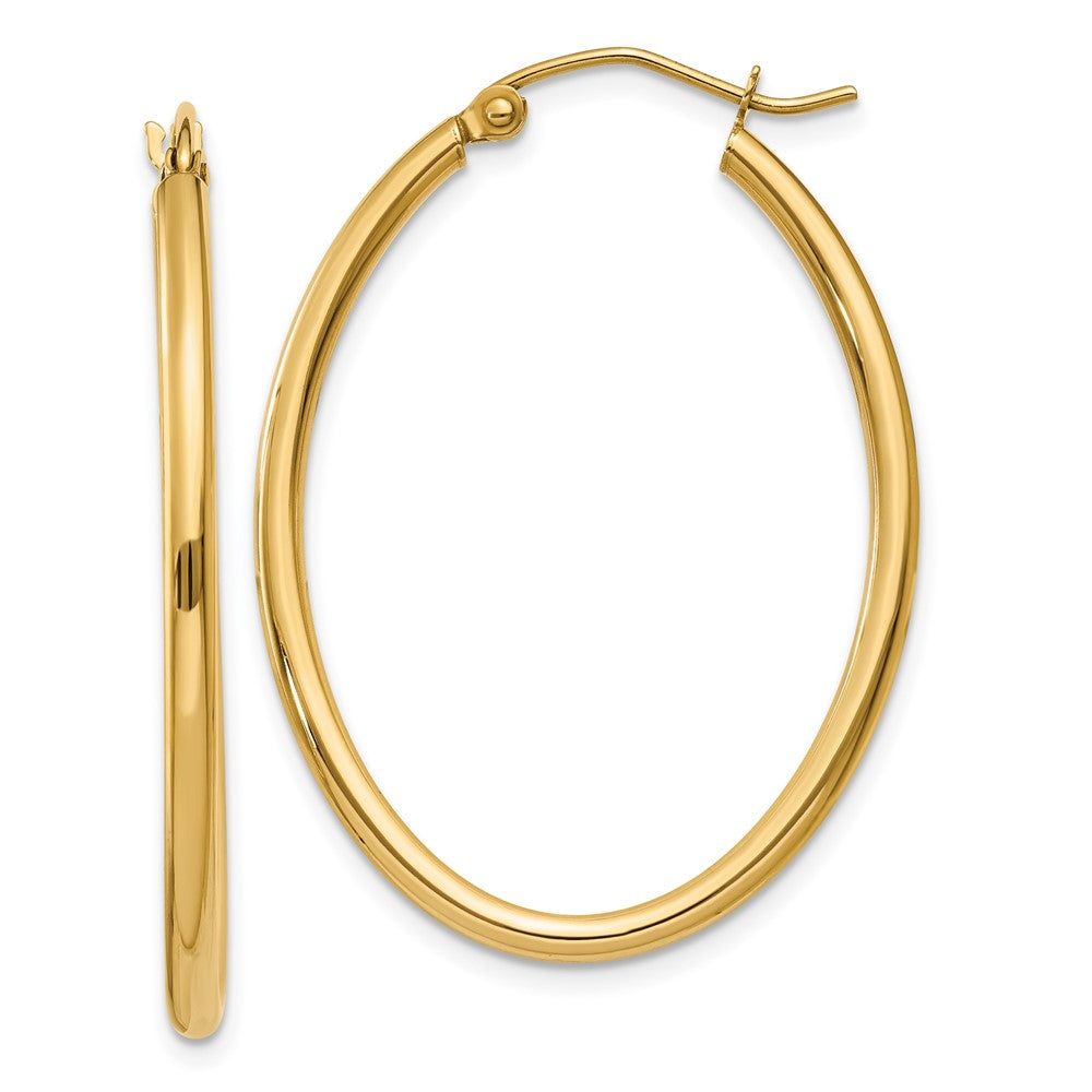 10k Yellow Gold 25.5 mm Oval Polished Hoop Earring (1.44 grams)