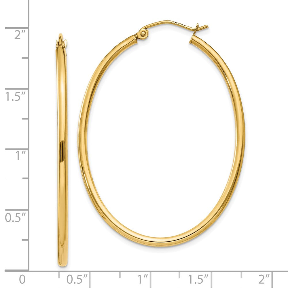 10k Yellow Gold 34.5 mm Oval Polished Hoop Earring (1.97 grams)