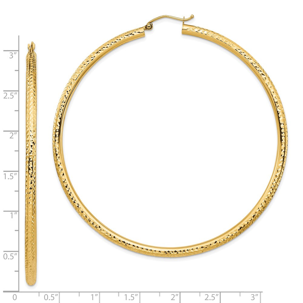 10k Yellow Gold 70 mm Diamond-cut Hoop Earrings (4.77 grams)