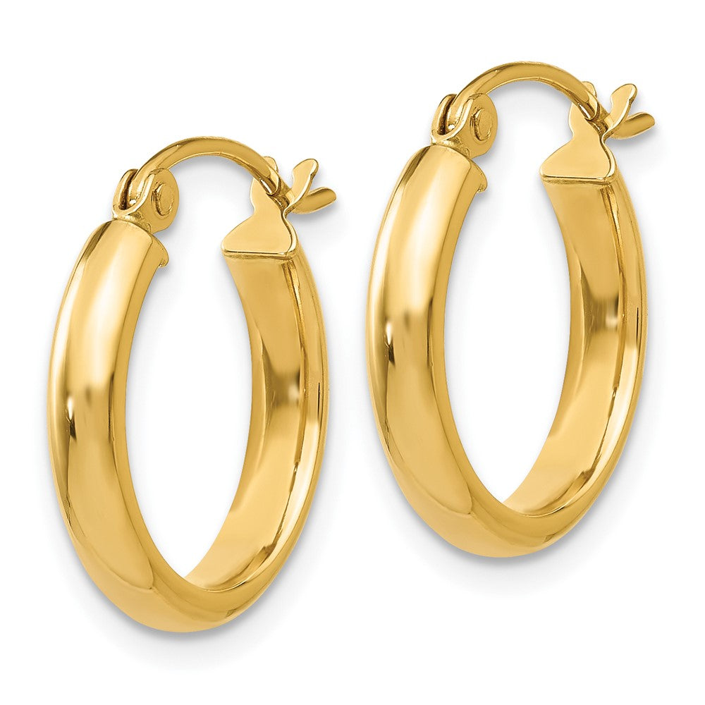 10k Yellow Gold 2.75 mm Round Tube Hoop Earrings