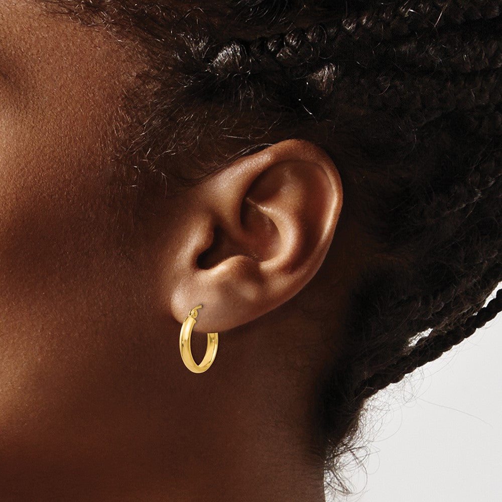 10k Yellow Gold 2.75 mm Round Tube Hoop Earrings