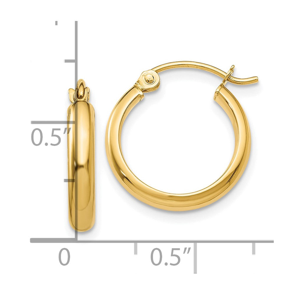 10k Yellow Gold 2.75 mm Round Tube Hoop Earrings