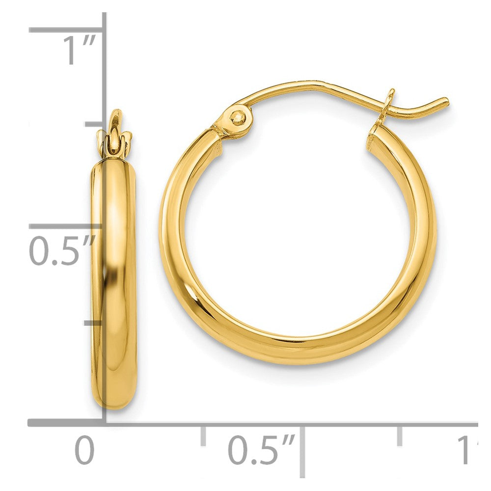 10k Yellow Gold 2.75 mm Round Tube Hoop Earrings (0.95 grams)